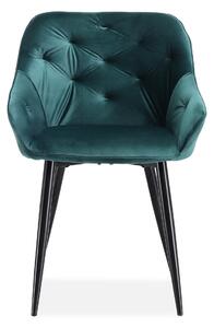 Stolička K487, tmavo zelená - moderná, prešívaná, glamour, do obývacej izby, jedálne, VELVET