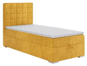 Čalúnená posteľ Charlize 90x200, žltá, vr. matraca, topperu a ÚP