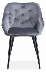 Stolička K487, sivá - moderná, prešívaná, glamour, do obývacej izby, jedálne, VELVET