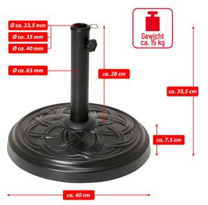 Podstavec na slnečník, okrúhly, 15 kg, čierny