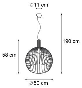 Dizajnové kruhové závesné svietidlo čierne 50 cm - Wire Dos