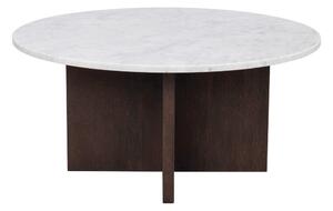 Bielo-hnedý mramorový okrúhly konferenčný stolík 90x90 cm Brooksville - Rowico