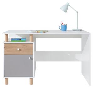 Písací stôl pre mládež Esponire EP09, Farby: lux biela / dub artisan + sivá Mirjan24 5903211080531