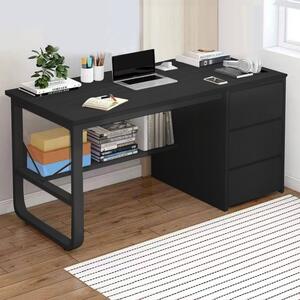 Písací stôl so zásuvkami 140x50x73,5cm čierny LG03-140