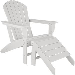 Tectake 404610 záhradná stolička s podnožkou - biela/biela