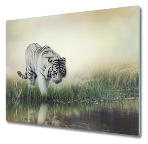 Sklenená doska na krájanie Biely tiger 60x52 cm