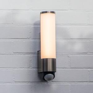 LUTEC Vonkajšie nástenné svietidlo s LED senzorom LEDA, nerezová oceľ, výška 35 cm,, Hliník / sivá / zinok, Nehrdzavejúca oceľ, Moderný