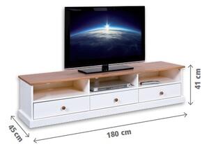 TV stolík z masívu Carson - biela/hnedá