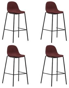 Barové stoličky 4 ks, vínovo červené, látka