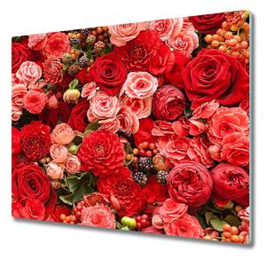 Sklenená doska na krájanie Červené kvety 60x52 cm
