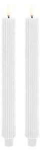 Uyuni Lighting - Kuželová Sviečka LED Grooved 2-pack 3,2x25,5 cm Nordic Biela/Smooth Uyuni Ligh