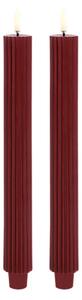 Uyuni Lighting - Kuželová Sviečka LED Grooved 2-pack 3,2x25,5 cm Wine Červená/Smooth Uyuni Ligh