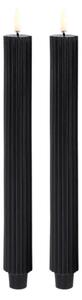 Uyuni Lighting - Kuželová Sviečka LED Grooved 2-pack 3,2x25,5 cm Plain Čierna/Smooth Uyuni Ligh