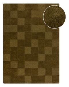 Kaki ručne tkaný vlnený koberec 200x290 cm Checkerboard – Flair Rugs