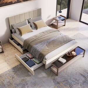 Čalúnená posteľ Soria so zásuvkami 140 x 200 béžová