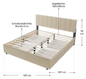 Čalúnená posteľ Soria so zásuvkami 180 x 200 béžová