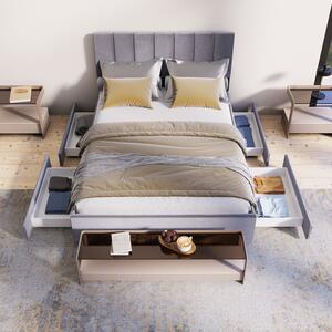 Čalúnená posteľ Soria so zásuvkami 140 x 200 sivá