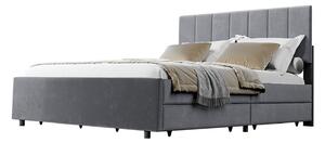 Čalúnená posteľ Soria so zásuvkami 140 x 200 sivá