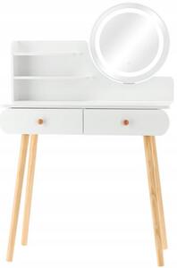 Biely toaletný stolík s LED zrkadlom Biela