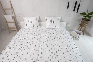 Biele obliečky na jednolôžko z bavlneného saténu 135x200 cm Forest - Butter Kings