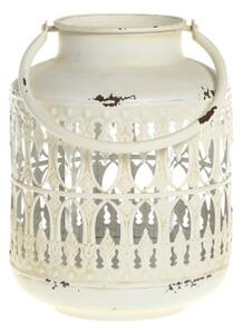Krémový ošúchaný lampáš vo vintage štýle značky chic Antique 19 x 14 cm 43540