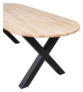 MUZZA Oválny jedálenský stôl tablo 220 x 90 cm nohy do tvaru X dubový