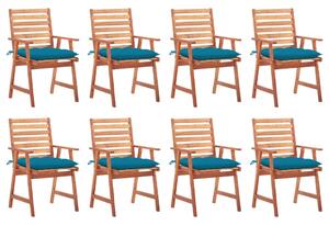 Vonkajšie jedálenské stoličky 8 ks s podložkami masívna akácia