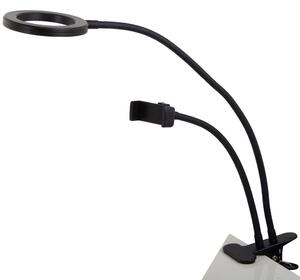 Verk 15751 Lampa s klipom a držiakom na mobil, USB 24 LED čierna