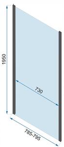 Rea Rapid, pevná stena pre sprchovací kút Rapid 80 x 195 cm, 6mm číre sklo, chrómový profil, REA-K5608