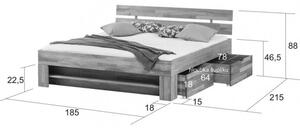 BRADOP Dubová posteľ so zásuvkami TINA 180×200