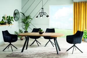 Rozkladací okrúhly jedálenský stôl DOMINGO 100(250)x100x76 dyha dub/čierny