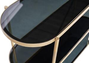 MUZZA Konzolový stolík s policami smokey 120 x 38 cm zlatý
