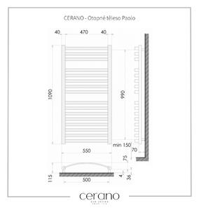 Cerano Paolo, vykurovacie teleso 1090x550 mm, 604W, čierna matná, CER-LIV-WK-16-55