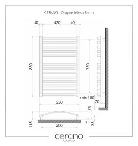 Cerano Paolo, vykurovacie teleso 850x550 mm, 568W, čierna matná, CER-LIV-WK-13-55