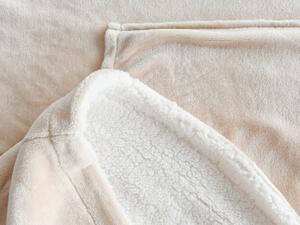 XPOSE® Mikroplyšová mikinová deka s barančekom - biela káva