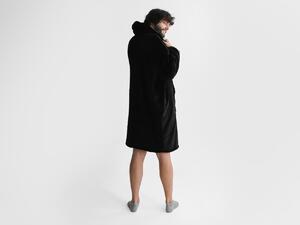 XPOSE® Mikroplyšová mikinová deka s barančekom - čierna