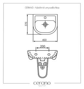 Cerano Noa, nástenné umývadlo 46x37 cm, biela, CER-CER-403401