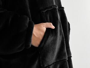 XPOSE® Mikroplyšová mikinová deka s barančekom - čierna