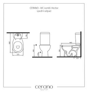 Cerano Hector, WC kombi 66x37,5 cm, zadný odpad, biela lesklá, CER-CER-403404