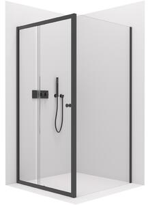 Cerano Varone, sprchovací kút s posuvnými dverami 100(dvere) x 70 (stena) x 195 cm, 6mm číre sklo, čierny profil, CER-CER-DY505B-10070