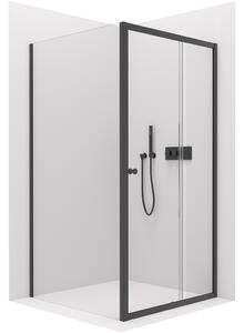 Cerano Varone, sprchovací kút s posuvnými dverami 120(dvere) x 70 (stena) x 195 cm, 6mm číre sklo, čierny profil, CER-CER-DY505B-12070