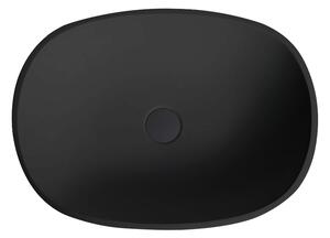 CERANO - Umývadlo na dosku z liateho mramoru Libra - čierna matná - 55x40 cm
