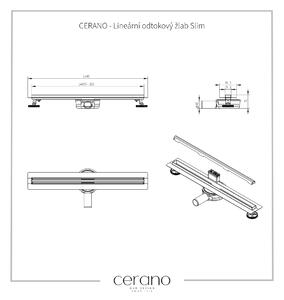 Cerano, Lineárny odtokový žľab Slim 60 cm s otočným sifónom o 360°, chrómová, CER-CER-414848