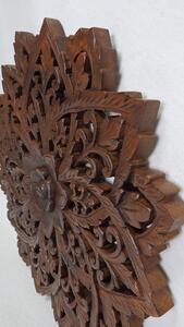 Závesná dekorácia Mandala okrúhla hnedá, teakové drevo, ručná práca 60 cm