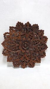 Závesná dekorácia Mandala okrúhla hnedá, teakové drevo, ručná práca 60 cm