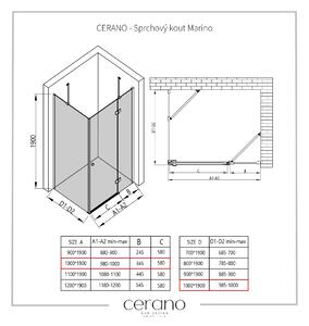 CERANO - Sprchovací kút Marino L/P - chróm, transparentné sklo - 100x100 cm - krídlový