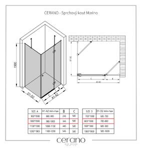 CERANO - Sprchovací kút Marino L/P - chróm, transparentné sklo - 100x80 cm - krídlový