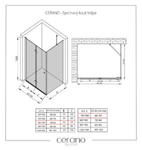Cerano Volpe, sprchovací kút so skladacími dverami 80(dvere) x 70(stena), 6mm číre sklo, chrómový profil, CER-CER-427189