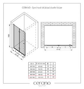 Cerano Volpe, skladacie sprchové dvere 100x190 cm, 6mm číre sklo, chrómový profil, CER-CER-423303