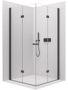CERANO - Sprchovací kút Volpe Duo L/P - čierna matná, transparentné sklo - 100x100 cm - skladacia
